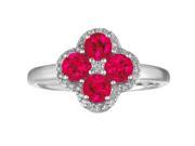 .65 Ct Round Red Ruby and White Topaz 925 Sterling Silver Ring Size 5