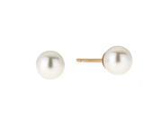 3MM Natural White Pearl 14K Yellow Gold Women s Stud Earrings