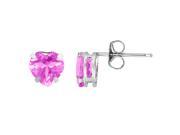 1.90 CT Heart 6MM Simulated Pink Sapphire Sterling Silver Stud Earrings