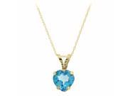.90 CT Heart 6MM Blue Topaz Pendant 18 10K Yellow Gold Filled Chain