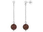 8MM Natural Red Garnet and White Crystals Earrings in 925 Sterling Silver