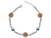 Metro Jewelry Stainless Steel Peach Crystal Bracelet