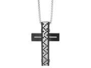 Metro Jewelry Stainless Steel Cross Pendant Black Ip 24 Round Box Chain