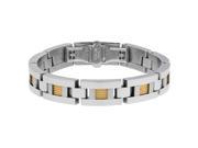 Metro Jewelry Stainless Steel Link Bracelet Gold Cable Inlay