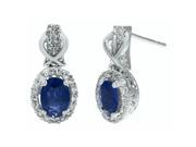 10K White Gold Blue Sapphire and Diamond Oval Earrings .29cttw I J I2 I3
