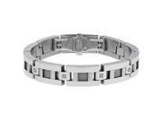 Metro Jewelry Stainless Steel Bracelet Cable Inlay and .10 cttw Diamond