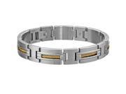 Metro Jewelry Stainless Steel Link Bracelet Golf IP Cables Inlay