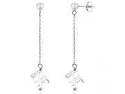 7MM Cube White Crystal Earrings in 925 Sterling Silver