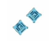 .80 CT Square 4MM Natural Blue Topaz 10K Yellow Gold Stud Earrings