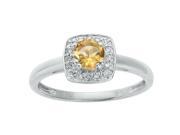 .40 Ct Round Natural Yellow Citrine and White Topaz Sterling Silver Ring Sz 5