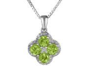 1 Ct Round Natural Green Peridot Sterling Silver Flower Pendant 18 Chain