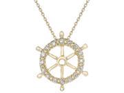 Metro Jewelry 10K Yellow Gold Ship wheel Mini Pendant with 0.05 cttw Diamonds