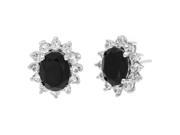 3.4 Oval Black Onyx and White Sapphire Earrings in 925 Sterling Silver