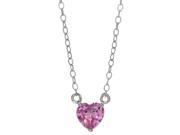 1.00 Ct Round Pink Sapphire Sterling Silver Heart Pendant 18 Chain