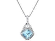 10K White Gold Blue Aquamarine Diamond Pendant .21cttw I J Color I2 I3