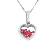 12 MM Heart Pendant Filled with Red Crystals in 925 Sterling Silver