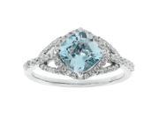 10K White Gold Blue Aquamarine Diamond Ring .35cttw I J I2 I3 Size 5