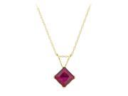 5MM Square Red Ruby Pendant 18 10K Yellow Gold Filled Chain