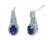 1.00 Ct Oval Blue Sapphire Diamond Earrings 925 Sterling Silver .21cttw I J