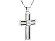 Metro Jewelry Stainless Steel Pendant Cable Inlay .02 cttw Diamond 22 Chain
