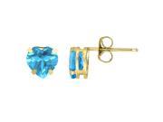 1.90 CT Heart 6MM Natural Blue Topaz 10K Yellow Gold Stud Earrings