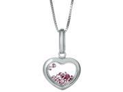 12 MM Heart Pendant Filled with Pink Crystals in 925 Sterling Silver