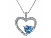 4.95 Ct Heart Natural Blue Topaz Diamond Accent 925 Sterling Silver Pendant
