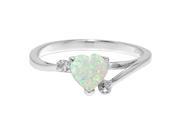 .42 Ct Heart White Opal and White Topaz 925 Sterling Silver Ring Size 5