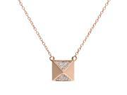 Metro Jewelry 10K Pink Gold Pyramid Necklace with 0.10 Cttw Diamonds