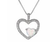 2.61 Ct Heart White Opal and Diamond Accent 925 Sterling Silver Pendant