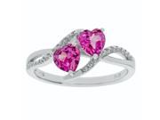 .50 Ct Heart Pink Sapphire Diamond Ring Sterling Silver .01cttw I J Size 5