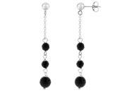 3 Natural Black Onyx Stone Earrings in 925 Sterling Silver
