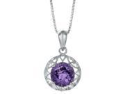 1.20 Ct Round Natural Purple Amethyst in 925 Sterling Silver Pendant