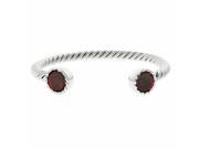 Metro Jewelry Stainless Steel Cuff Bangle with Red Glass Stone