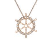 Metro Jewelry 10K Pink Gold Ship wheel Mini Pendant with 0.05 cttw Diamonds