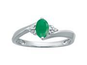 .50 Ct Oval Green Emerald Diamond Ring in Silver .01cttw I J I2 I3 Size 5
