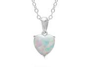 .42 CT Heart 6MM White Opal and White Topaz Sterling Silver Pendant