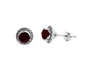.60 Ct Round Natural Red Ruby Diamond 925 Sterling Silver Stud Earrings