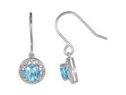 .90 Ct Round Natural Blue Topaz in 925 Sterling Silver Earrings