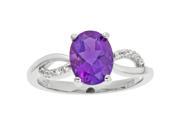 1.70 Ct Purple Amethyst Diamond Sterling Silver Ring .10cttw I J I2 I3 Sz 5