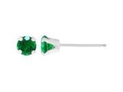 .24 CT Round 3MM Natural Green Emerald 14K White Gold Stud Earrings