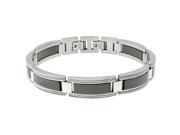 Metro Jewelry Stainless Steel Textured Bracelet Ceramic and Lock Extender