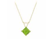 .70 CT Square 5MM Green Peridot Pendant 18 10K Yellow Gold Filled Chain