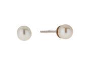 5MM Natural White Pearl 14K White Gold Women s Stud Earrings
