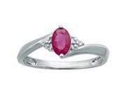 .50 Ct Oval Red Ruby Diamond Ring in Sterling Silver .01cttw I J I2 I3 Size 5