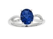 2.00 Ct Blue Sapphire Diamond Sterling Silver Ring .10cttw I J I2 I3 Size 5