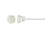 .32 CT Round 4MM Natural White Opal 14K White Gold Stud Earrings