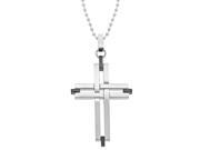 Metro Jewelry Stainless Steel Cross Pendant Black IP on a 22 Ball Chain