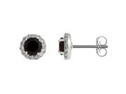 1.20 CT Round 5MM Natural Red Garnet White Topaz Silver Stud Earrings