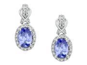 10K White Gold Blue Tanzanite Diamond Oval Earrings .29cttw I J I2 I3